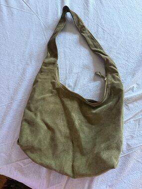 ASOS Olive Suede Shoulder Hobo Bag
